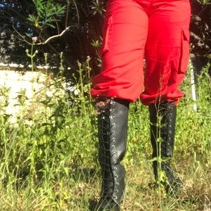 PERFECT CONDITION WORN ONCE calf high combat boots